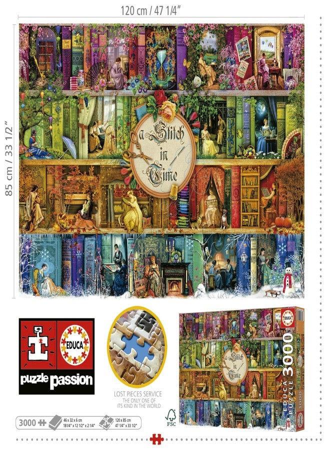 Educa - A Stitch in Time | 3000 Piece Puzzle for Adults. Measurements: 47,24" x 33,46". Includes Lost Part Service | from 14 Years Old (19946) - Image 3