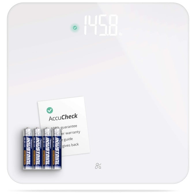 DIGITAL ACCUCHECK BATHROOM SCALE FOR BODY WEIGHT CAPACITY UP TO 400 LBS BATTERIES INCLUDED WHITE