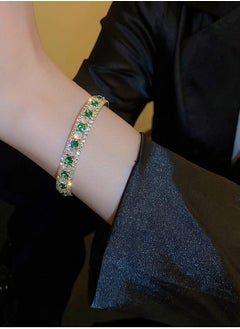 LOOPITYS Emerald Zircon Luxury Bracelet, Small and High end Versatile Handmade Vintage Elegant Women's Adjustable Bracelet  - Image 5