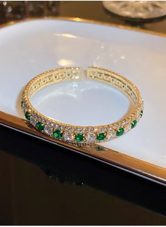 LOOPITYS Emerald Zircon Luxury Bracelet, Small and High end Versatile Handmade Vintage Elegant Women's Adjustable Bracelet  - Image 3