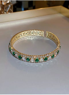 LOOPITYS Emerald Zircon Luxury Bracelet, Small and High end Versatile Handmade Vintage Elegant Women's Adjustable Bracelet  - Image 1
