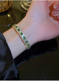 LOOPITYS Emerald Zircon Luxury Bracelet, Small and High end Versatile Handmade Vintage Elegant Women's Adjustable Bracelet  - Image 4