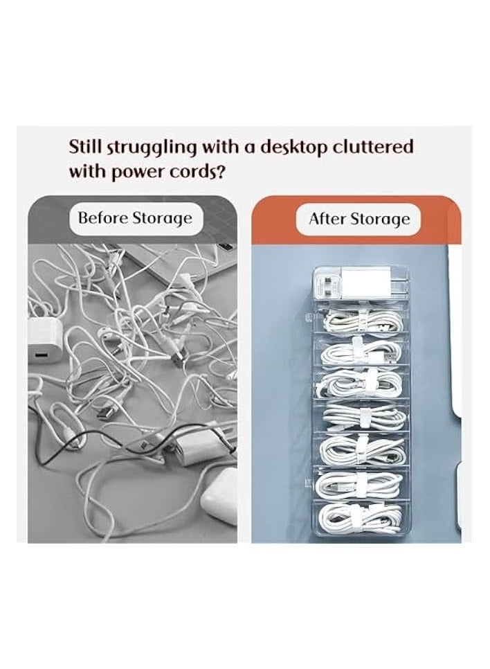 Promass Data Cable Organizer Box, Clear Electronics Organizer Boxes,Plastic Cable Management Box with 10 Wire Ties, 8 Capacity Acrylic Charger Organizer, Electronics Organizer for Office - Image 2