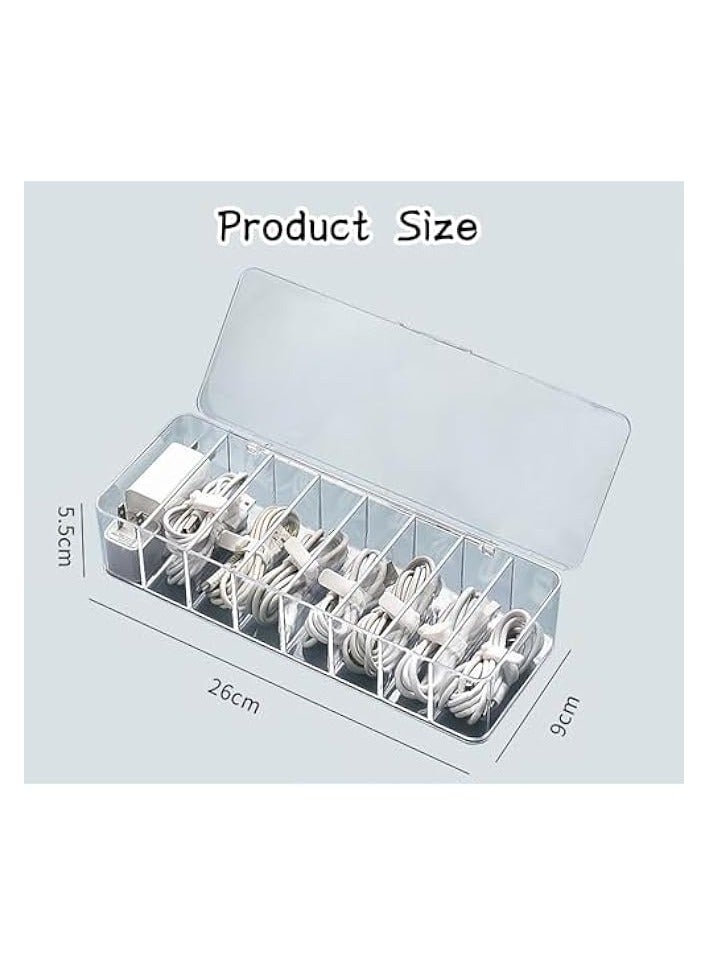 Promass Data Cable Organizer Box, Clear Electronics Organizer Boxes,Plastic Cable Management Box with 10 Wire Ties, 8 Capacity Acrylic Charger Organizer, Electronics Organizer for Office - Image 3