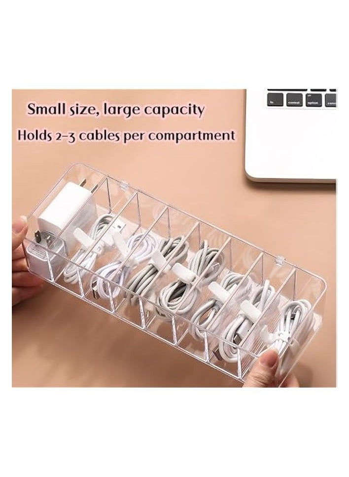 Promass Data Cable Organizer Box, Clear Electronics Organizer Boxes,Plastic Cable Management Box with 10 Wire Ties, 8 Capacity Acrylic Charger Organizer, Electronics Organizer for Office - Image 5