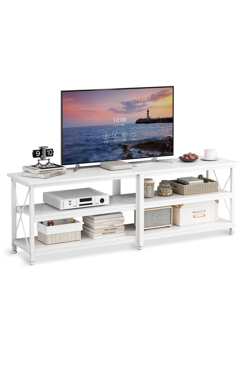 Zanotta 160*40*60cm TV Table with Open Storage Shelves Up To 70 Inch Entertainment Center Wooden TV Console Table for Living Room and Bedroom 160*40*60cm White - Image 1