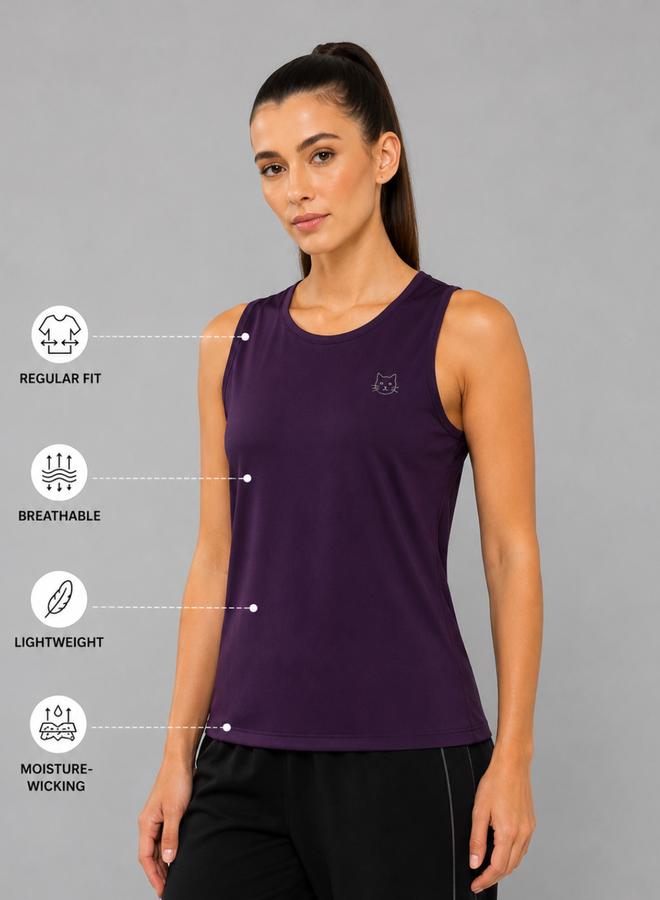 Take Two Burgundy Solid Sleeveless Activewear Top By Lazzycat - Image 3