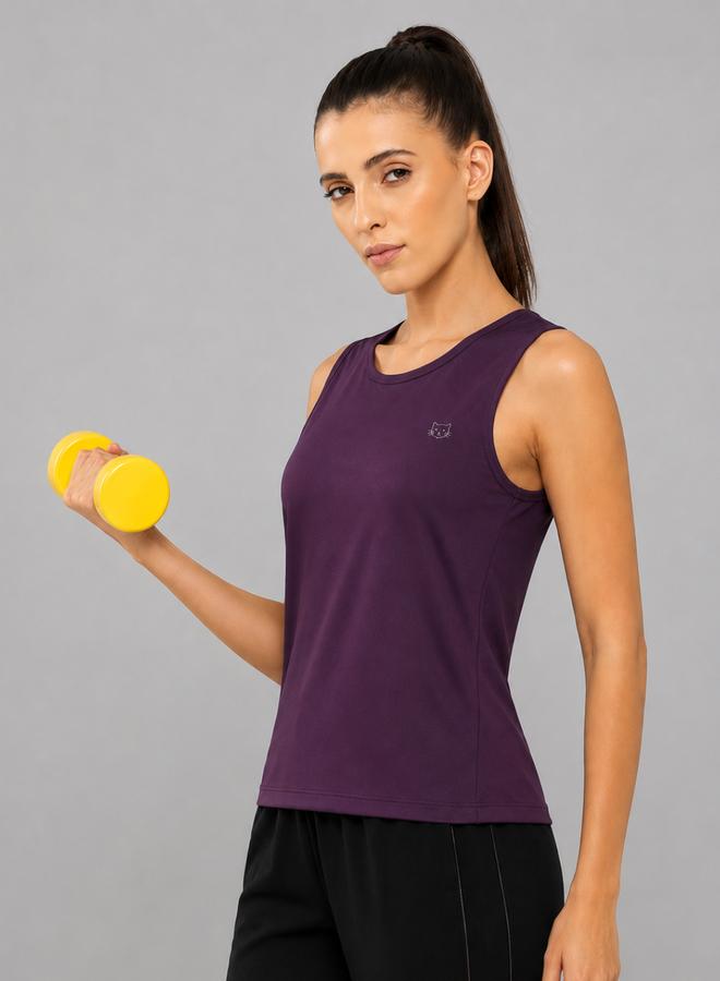 Take Two Burgundy Solid Sleeveless Activewear Top By Lazzycat - Image 5