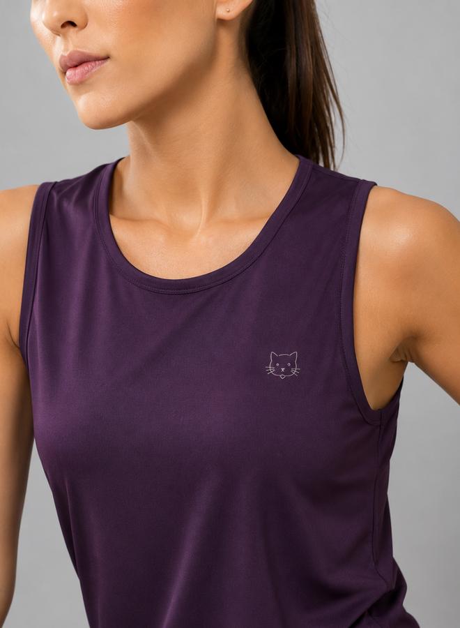 Take Two Burgundy Solid Sleeveless Activewear Top By Lazzycat - Image 2