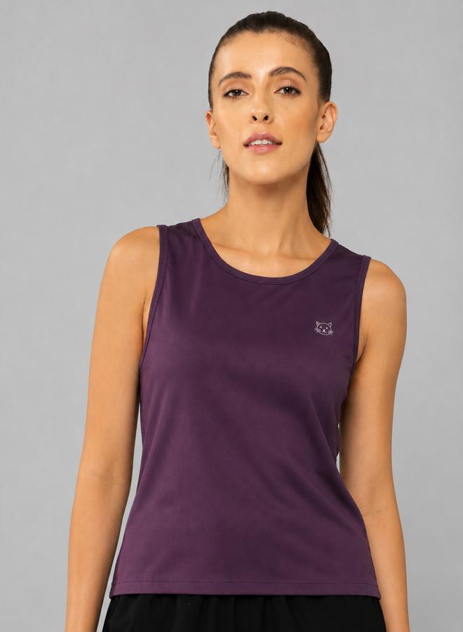 Take Two Burgundy Solid Sleeveless Activewear Top By Lazzycat - Image 1