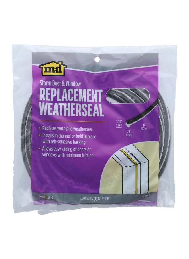 M-D Building Products Self-Adhesive Replacement Weatherseal for Storm Door and Window Grey 0.22 x 204 x 0.25 Inch 4267 - Image 1