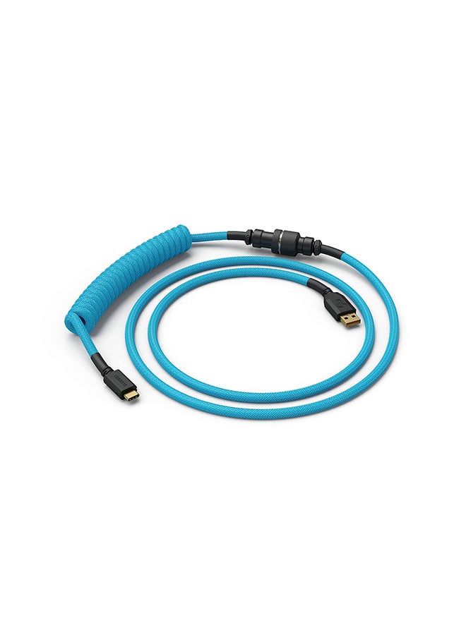 Glorious Coiled Keyboard Cable – Coiled USB C Cable Artisan Braided Cables for Mechanical Gaming Keyboard Coiled Cable - Custom Keyboard Cable (Electric Blue) - Image 5