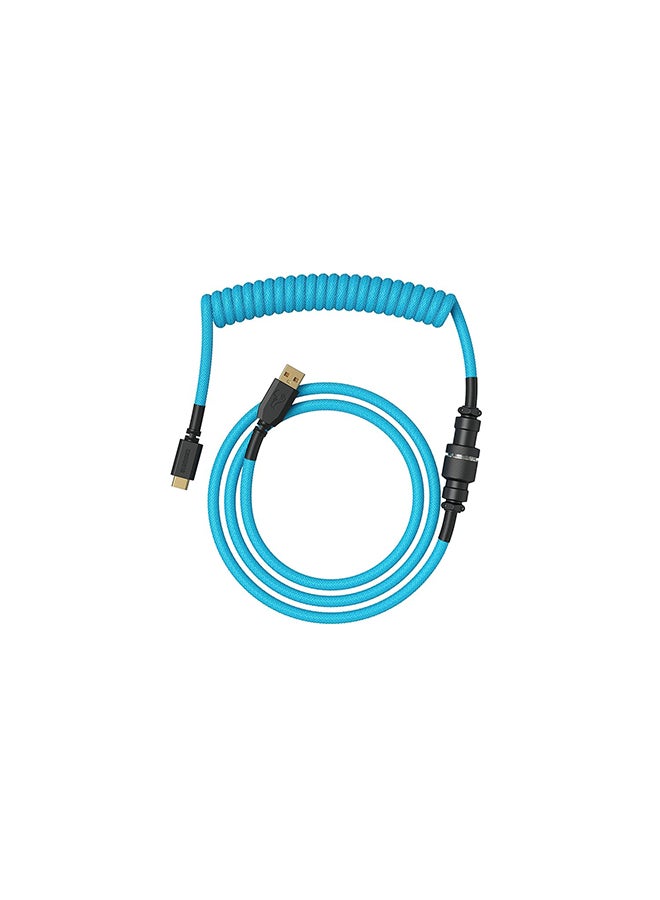 Glorious Coiled Keyboard Cable – Coiled USB C Cable Artisan Braided Cables for Mechanical Gaming Keyboard Coiled Cable - Custom Keyboard Cable (Electric Blue) - Image 1