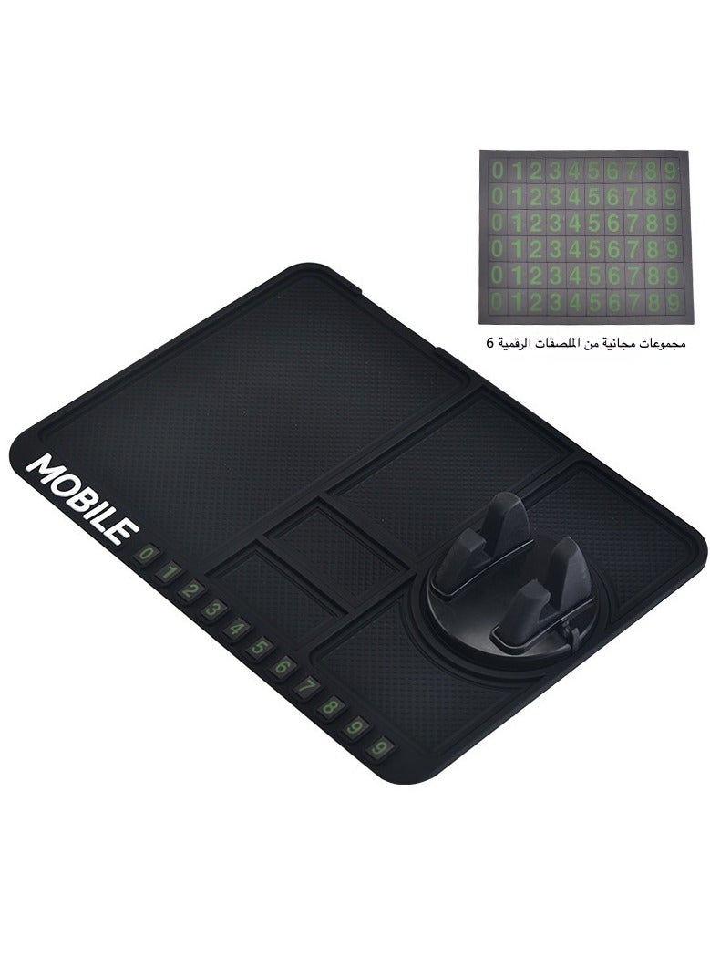 Multipurpose Anti-Slip Mat Car Dashboard Mat For Car Dashboard Silicone Mobile Phone Holder Multifunction Instrument Panel Storage Pad Temporary Parking Number Plate Washable Mat
