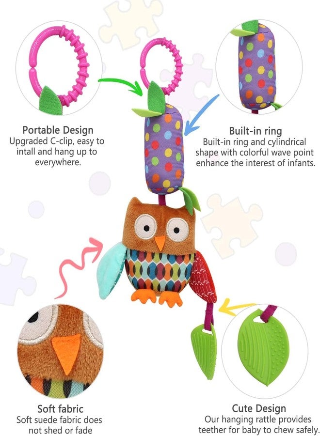 Slipps Baby Toys for 0 3 6 9 12 Months, Soft Hanging Crinkle Rattle Sensory Learning Toy Infant Newborn Stroller Car Seat Crib Travel Activity Wind Chime with Teether (Colorful Animal) Pack of 4 - Image 2