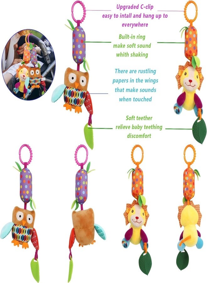 Slipps Baby Toys for 0 3 6 9 12 Months, Soft Hanging Crinkle Rattle Sensory Learning Toy Infant Newborn Stroller Car Seat Crib Travel Activity Wind Chime with Teether (Colorful Animal) Pack of 4 - Image 5