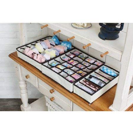 BGVT Fabric Foldable Storage Box Closet Drawer Dividers Wardrobe Under Bed Organizer for Clothes Shoes Undergarments Bra Socks for Undergarments Organizer Set of 4 - Image 5