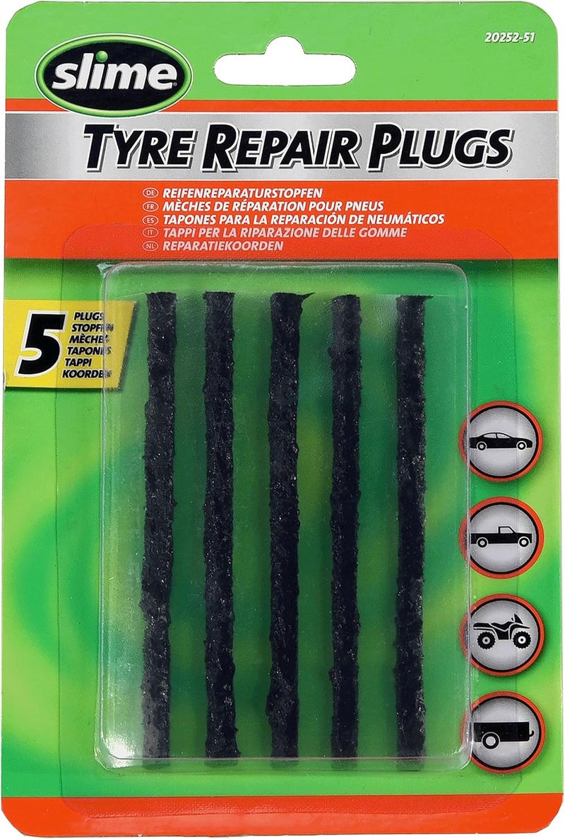 Slime 20252-51 Tyre Repair Plugs Refill, for tubeless Off-Road Tyres, Including ATVs, mowers, and wheelbarrows, Pack of 5 Different assemble options - Image 1