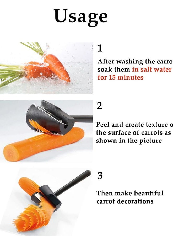 DAJOOEE Carrot Curler and Peeler, Black Carrot Spiral Shred Slicer Root Vegetables Fruits Slicer Sharpener Garnishing Tool, qs-01 - Image 2