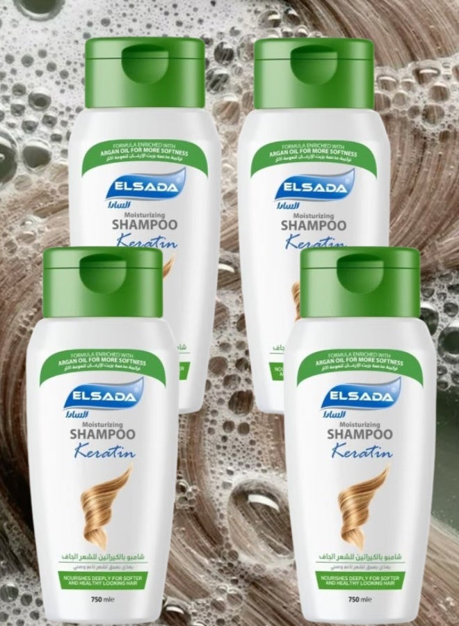 Elsada 4 Pieces Shampoo Keartin For Dry Hair 750ML - Image 1