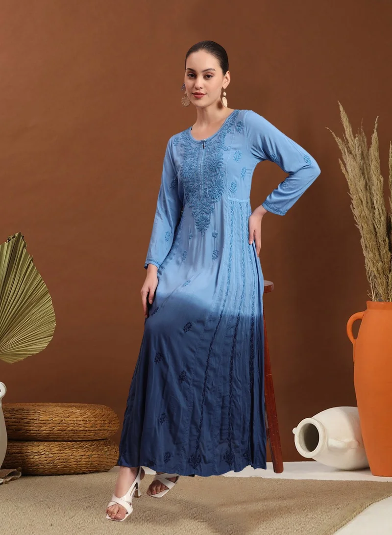 Alaya Hand Embroidered Chikankari Modal Ombre Jalabiya-AL4018