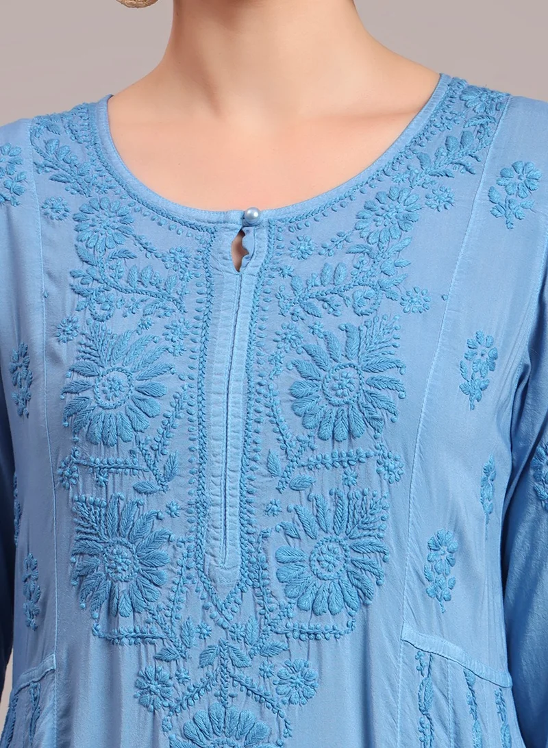 Alaya Hand Embroidered Chikankari Modal Ombre Jalabiya-AL4018