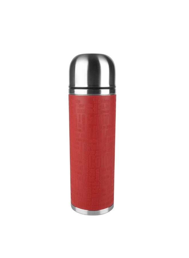 EMSA Senator Flask 1L – Red Premium Insulated Stainless Steel Thermos Bottle for Hot & Cold Beverages – Leak-Proof Travel Flask – Made in Germany - Image 1