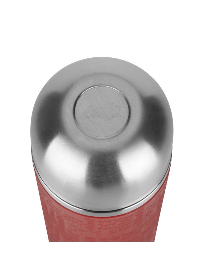EMSA Senator Flask 1L – Red Premium Insulated Stainless Steel Thermos Bottle for Hot & Cold Beverages – Leak-Proof Travel Flask – Made in Germany - Image 3
