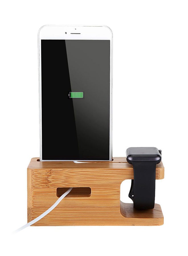 اليشمك قاعدة شحن وحامل من خشب الخيزران بني - Image 3