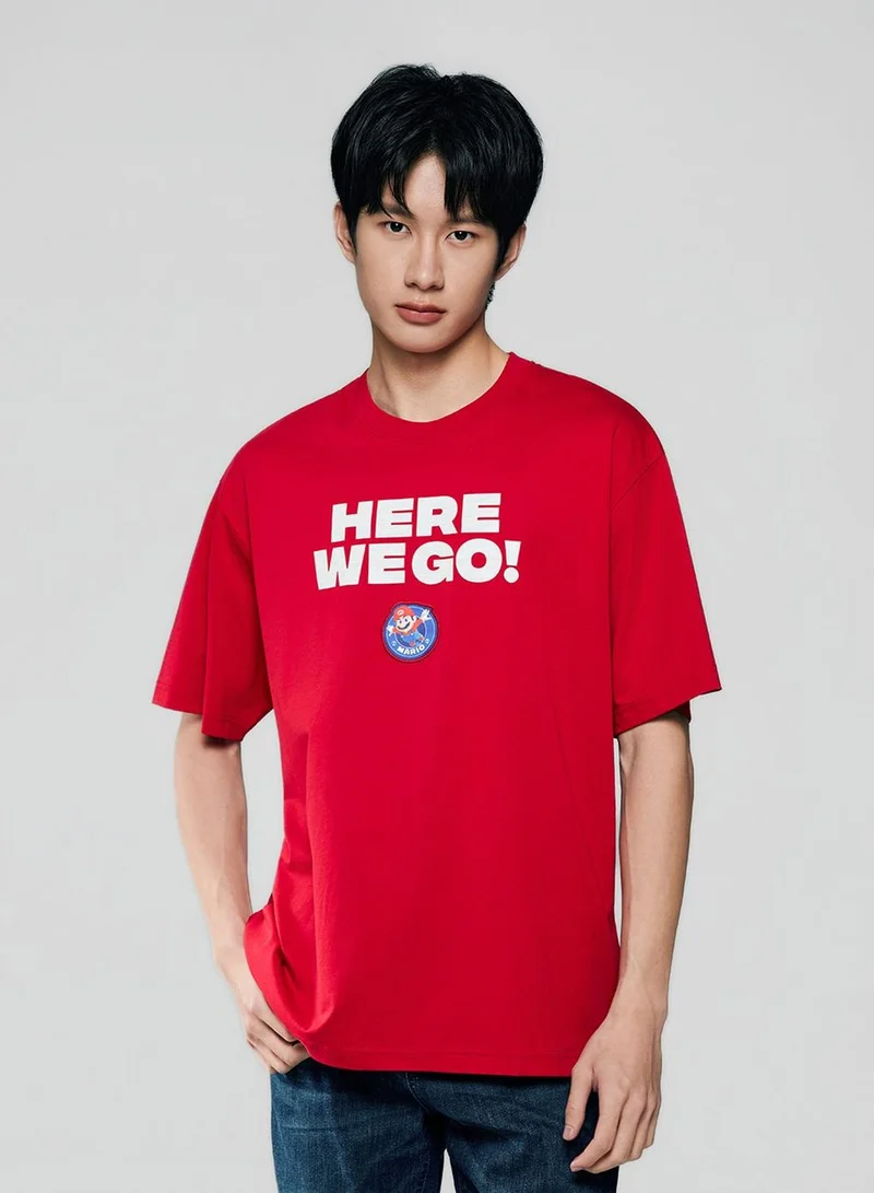 GIORDANO Men Relaxed Mario Slogan Printed Tee