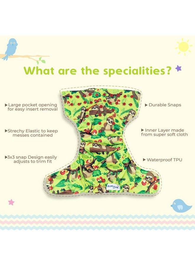 Bumtum 0 To 3 Years Baby Freesize Ultrahygiene Waterproof Cloth Diaper 5Hrs Absorbency ; Washable & Reusable Diaper And Cotton Soaker (Pack Of 2 Kite + Birthday Yellow) - Image 5