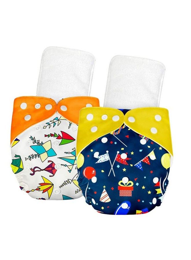 Bumtum 0 To 3 Years Baby Freesize Ultrahygiene Waterproof Cloth Diaper 5Hrs Absorbency ; Washable & Reusable Diaper And Cotton Soaker (Pack Of 2 Kite + Birthday Yellow) - Image 2