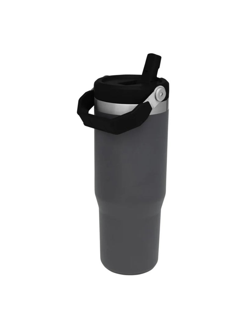 STANLEY IceFlow 30 oz Stainless Steel Tumbler with Leak-Resistant Flip Straw - Vacuum Insulated Water Bottle for Home, Office, or Car, Keeps Drinks Cold for 12 Hours, Black Color - Image 2