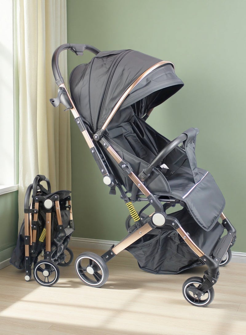 Two-way One-click Foldable Ultra Lightweight Travel Stroller Comfortable Shock Absorbent Multi Position Reclining Seat Adjustable Canopy Foldable Storage Basket NO.1105 - Image 1