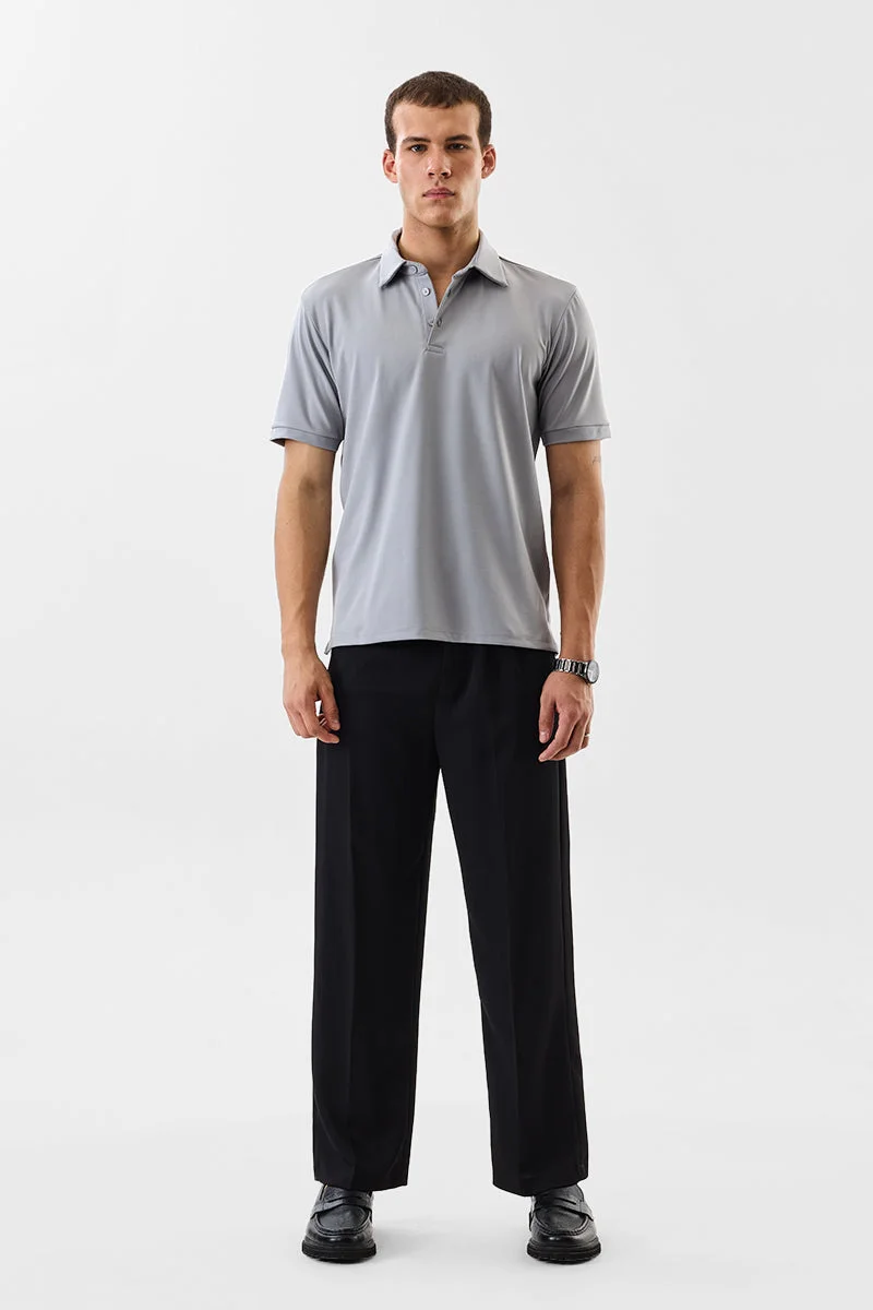 سنيتش Light Grey Solid Half Sleeve Regular Fit T-Shirt