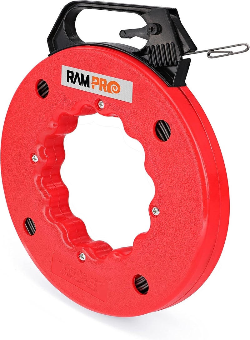 Ram-Pro Fish Tape Wire Puller 50ft - Easy to use Cable Puller Tool with Double Loop Tip - Flexible Wire Fishing Tools for Walls and Electrical Conduit - 1/8 Steel Fish Tape Durable Housing - - Image 1