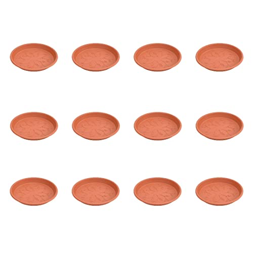 Ugaoo UV Treated Gardening Plastic Tray (Plate/Saucer) for Pots - 6 inch, Brown/Terracotta Color, Set of 12 | Tray for Plants Pot for Indoor Home Decor & Outdoor Garden & Balcony - Image 1