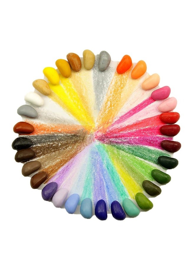 Crayon Rocks أقلام تلوين كرايون روكس - مجرد صخور في علبة، 32 لون، أقلام تلوين بتصميم ثلاثي القوائم مصممة لتطوير الكتابة لدى الأطفال والرضع، نشاط ممتع وتعليمي، نشاط إبداعي، 2 من كل لون - 64 قطعة - Image 1