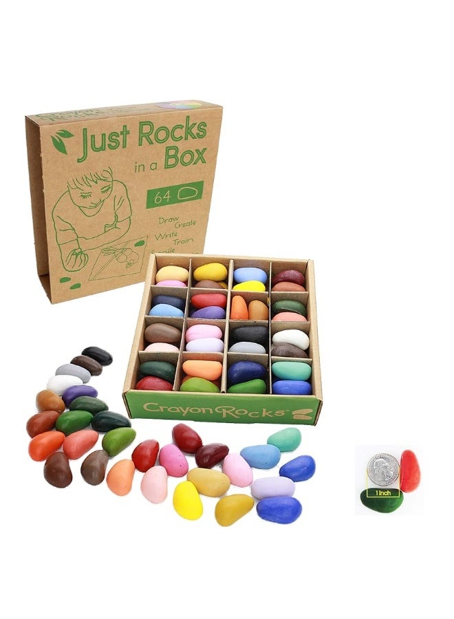 Crayon Rocks أقلام تلوين كرايون روكس - مجرد صخور في علبة، 32 لون، أقلام تلوين بتصميم ثلاثي القوائم مصممة لتطوير الكتابة لدى الأطفال والرضع، نشاط ممتع وتعليمي، نشاط إبداعي، 2 من كل لون - 64 قطعة - Image 2