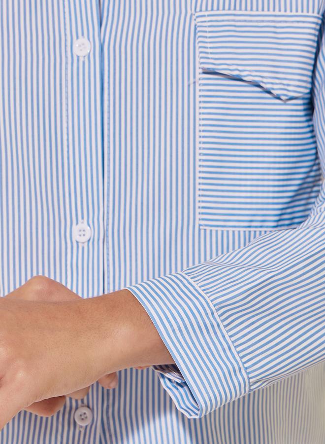 Styli Striped Pocket Detail Relaxed Fit Shirt  - Image 3