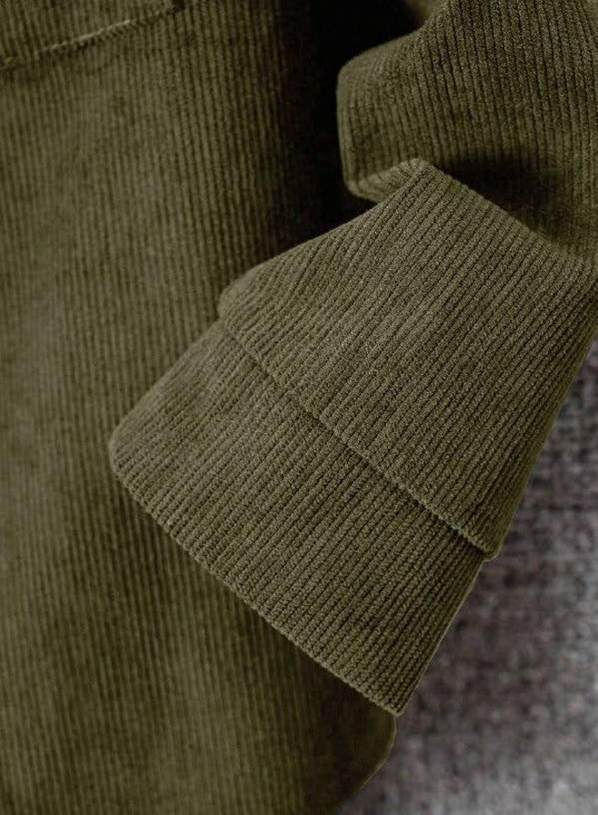 ocvito Kids Boys olive green Stylish Shirt & Pant Clothing Set, Solid Casual Outfit with Front Button Shirt & Elastic Waist Pants, Comfortable Party & Dress for Kids.4-5 years - Image 3