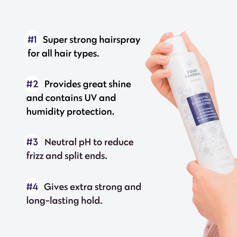 No nothing Sensitive Super Strong Hairspray, Unscented & Hypoallergenic Finishing Spray for Sensitive Scalp, Extra Strong Hold Hair Spray for Women, Humidity & UV Protection, 7.5 oz - Image 3