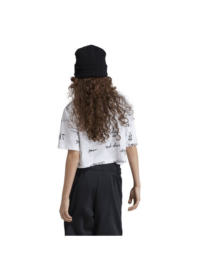 Adidas Jg Bluv Cr T White Training T-Shirts 7-8Y - Image 5