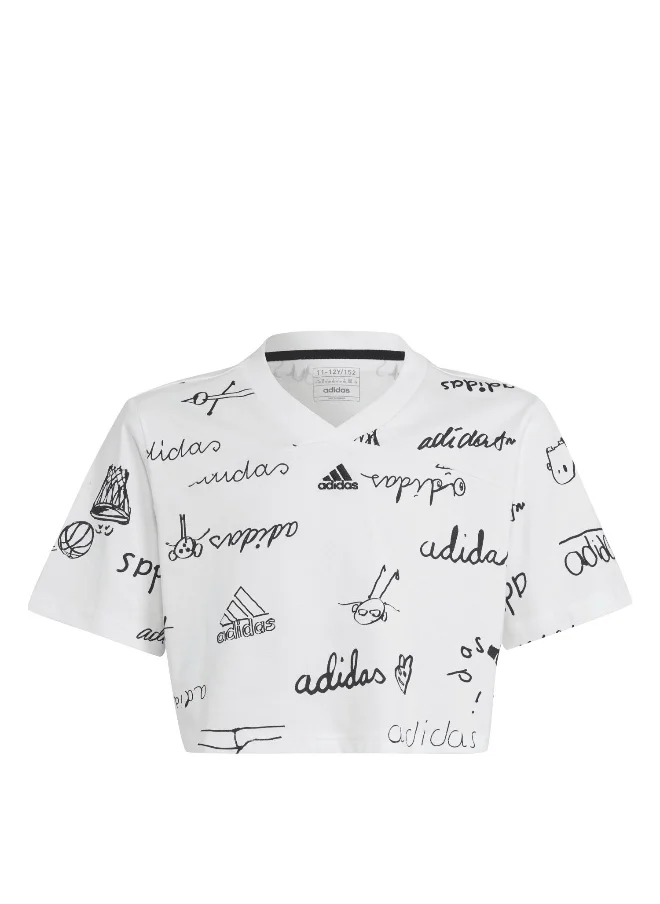 Adidas adidas Jg Bluv Cr T White Training T-Shirts 7-8Y