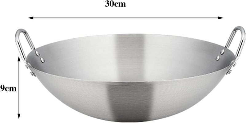 Steel Saute Pan Handle Cookware Portable Heated Evenly Professional Utensils Wok Cooking Pot Chinese Pan for Fried Potatoes BBQ, 30cm - Image 3