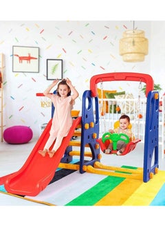 Rainbow Toys RBW TOYS 3 in 1 swing and slide With Basketball Set Multi Color For Kids Activities 
