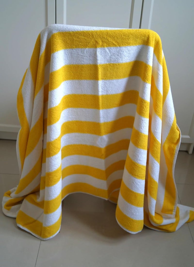 Vissage Yellow White Cabana Plush Pool Towel 750gms 90CM180CM - Image 2