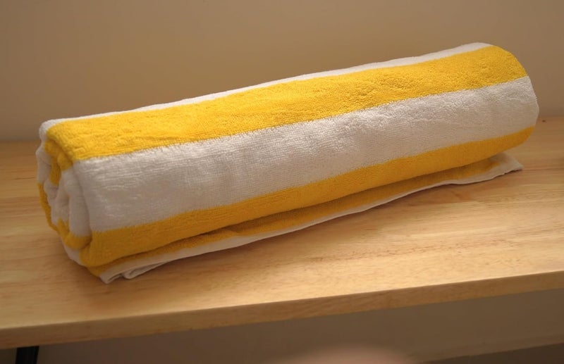 Vissage Yellow White Cabana Plush Pool Towel 750gms 90CM180CM - Image 1