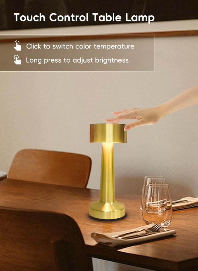 Lsgddm Cordless LED Table Lamp, 3-Levels Brightness Metal Desk Lamp,3 Color Touch Control Rechargeable Lamp, Ideal Bedside Lamp for Nightstand, Bedroom, Living Room - Image 3
