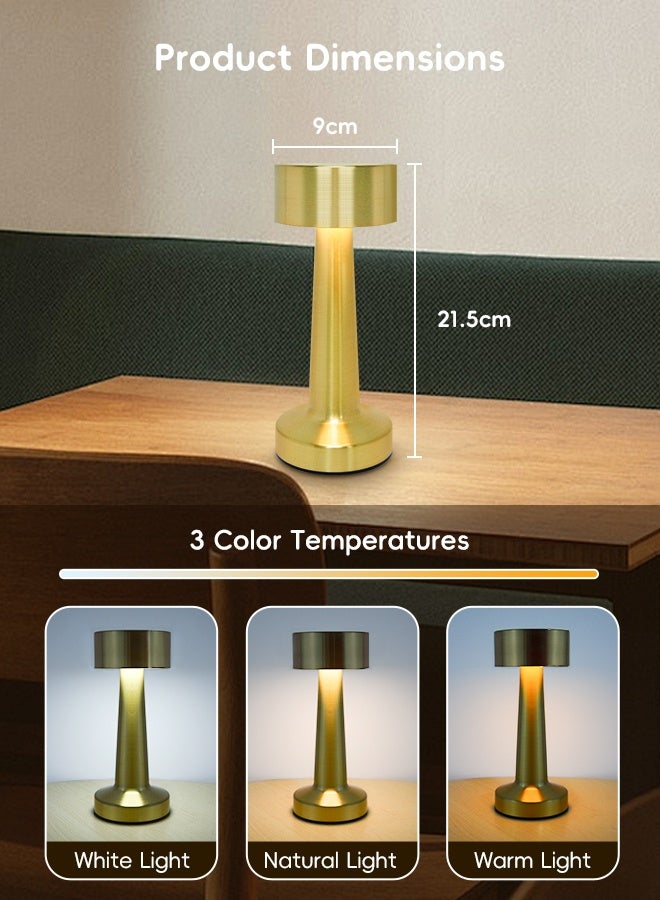 Lsgddm Cordless LED Table Lamp, 3-Levels Brightness Metal Desk Lamp,3 Color Touch Control Rechargeable Lamp, Ideal Bedside Lamp for Nightstand, Bedroom, Living Room - Image 5